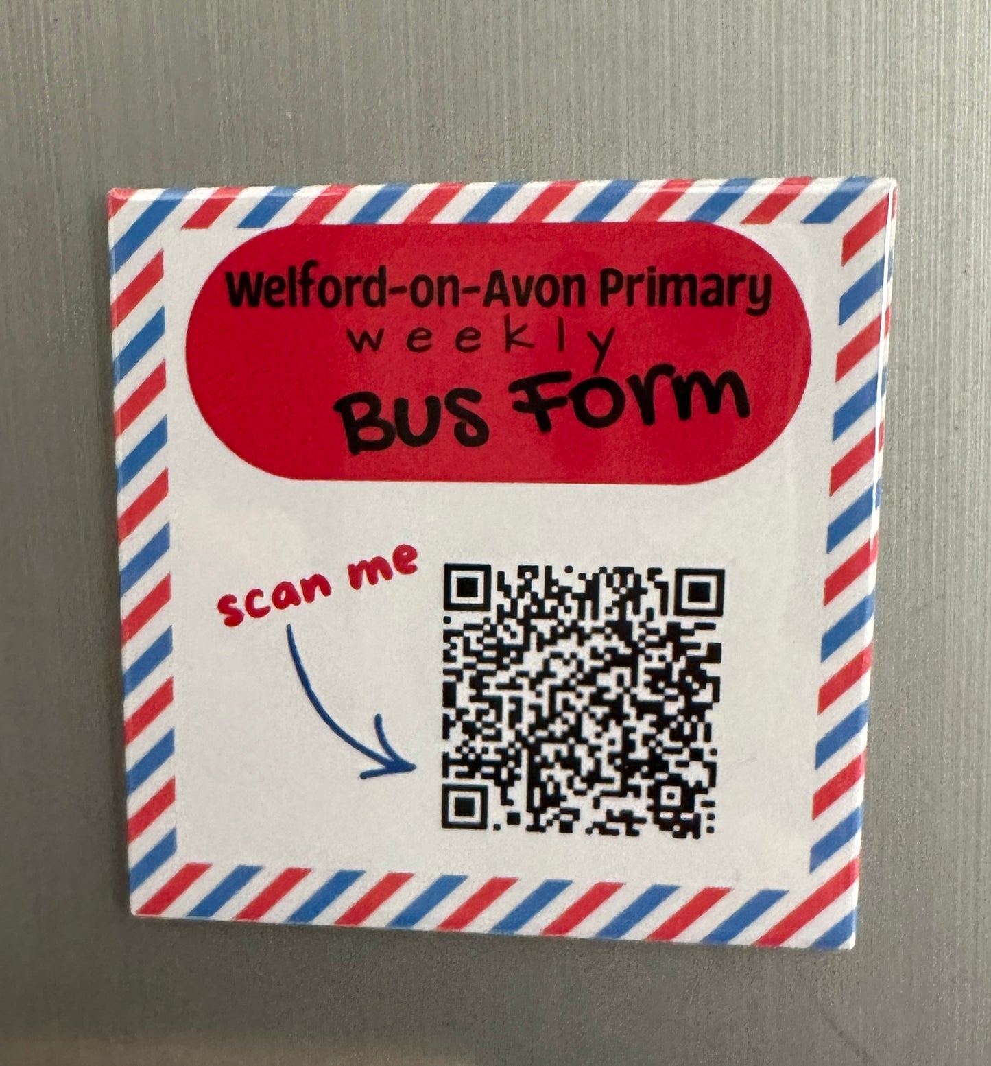 Welford Primary Bus Form Magnet | QR Code Fridge Magnet — Scan & Book the School Bus Weekly