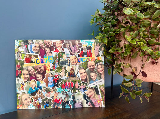 School Leavers Collage & Oak Stand Set | Designed From 10–35 Photos, Display-Ready | UK Made