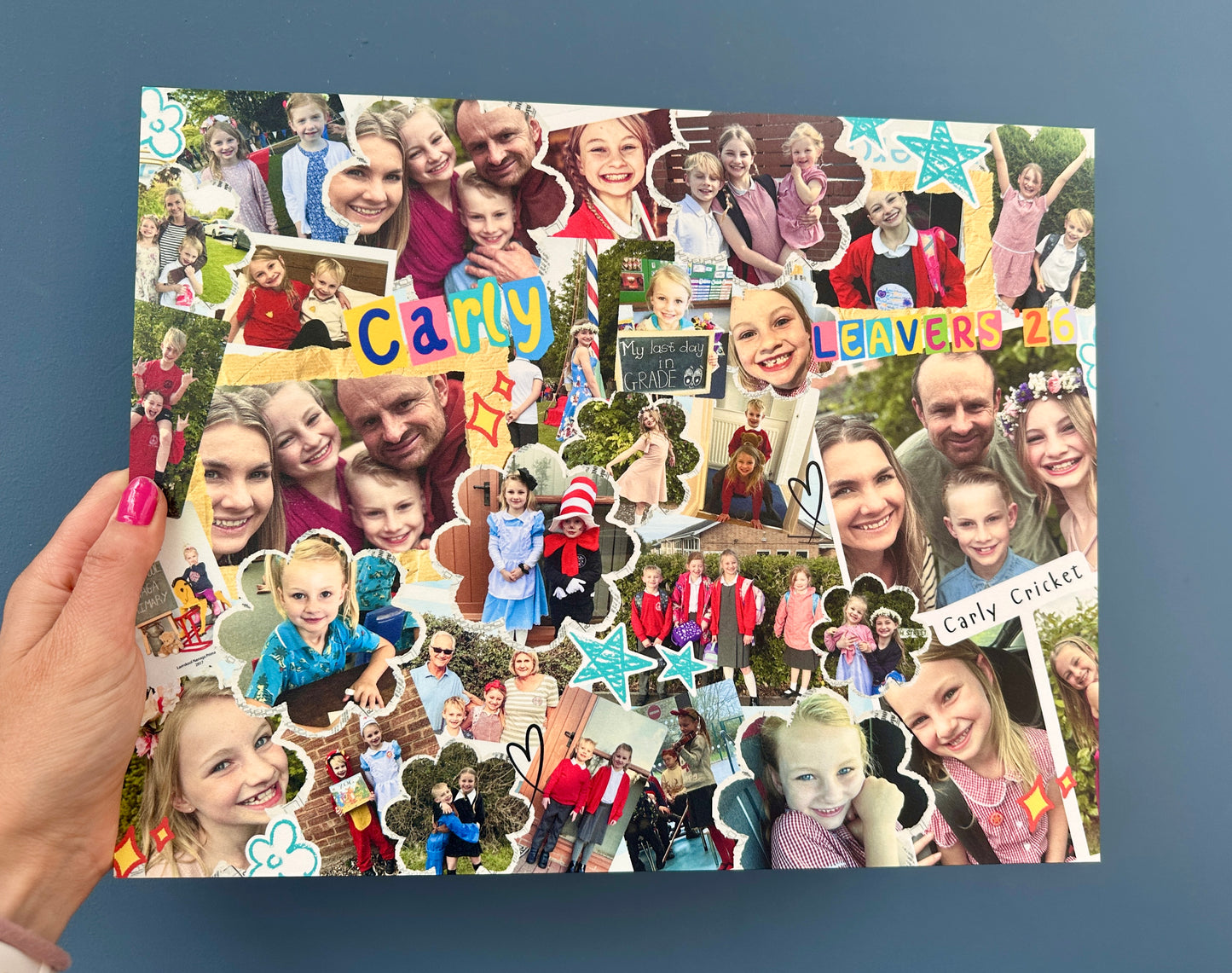 School Leavers Collage & Oak Stand Set | Designed From 10–35 Photos, Display-Ready | UK Made